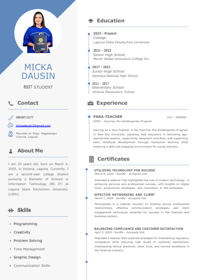 Micka Dausin's Resume