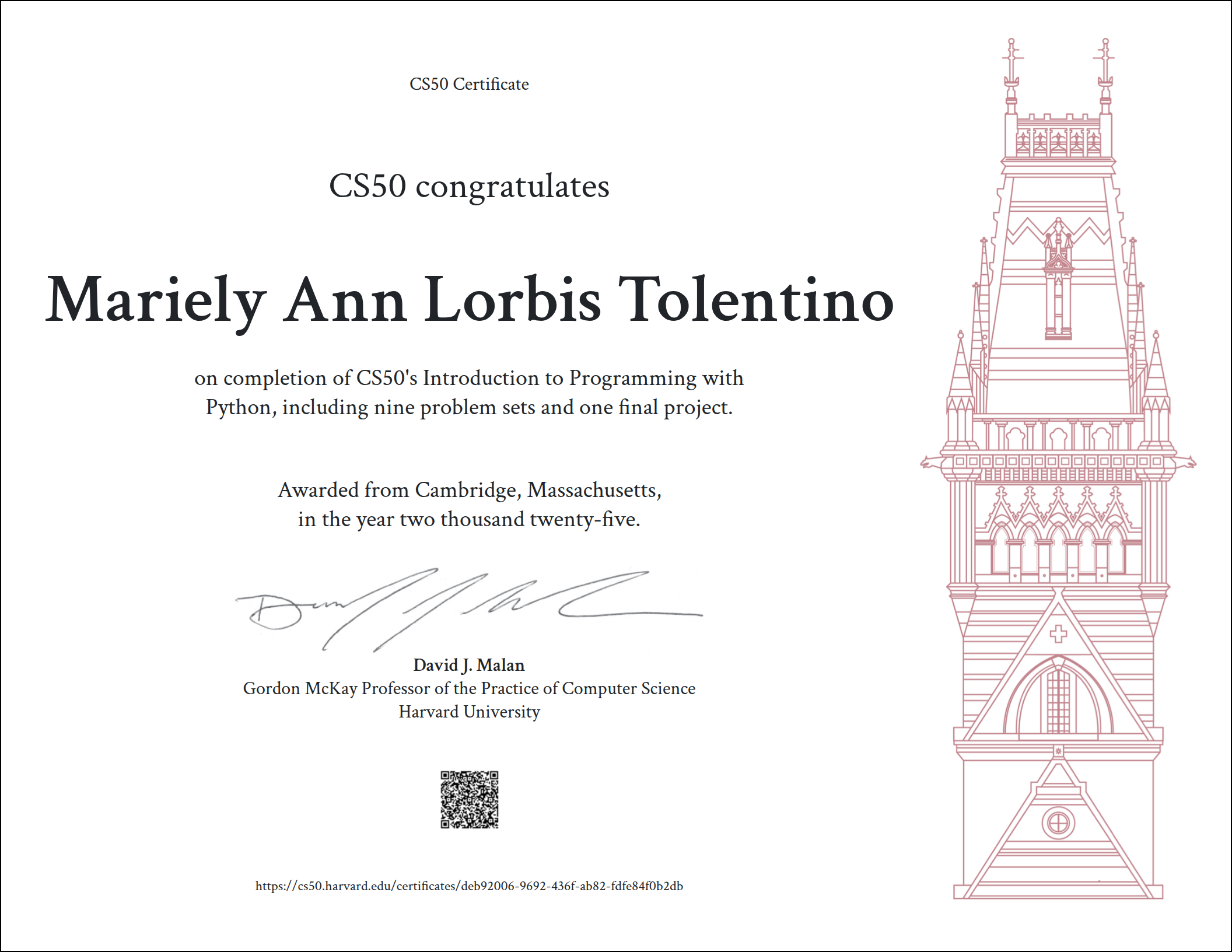CS50P Certificate