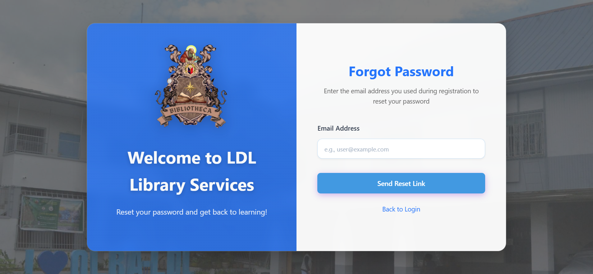LDL Library Forgot Password