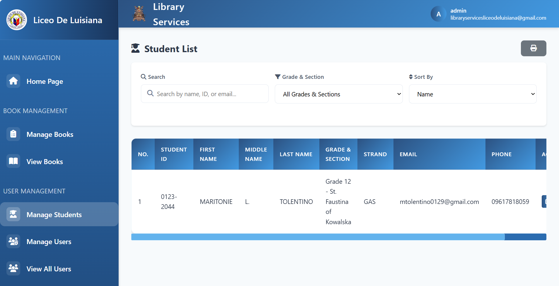LDL Library Manage Students