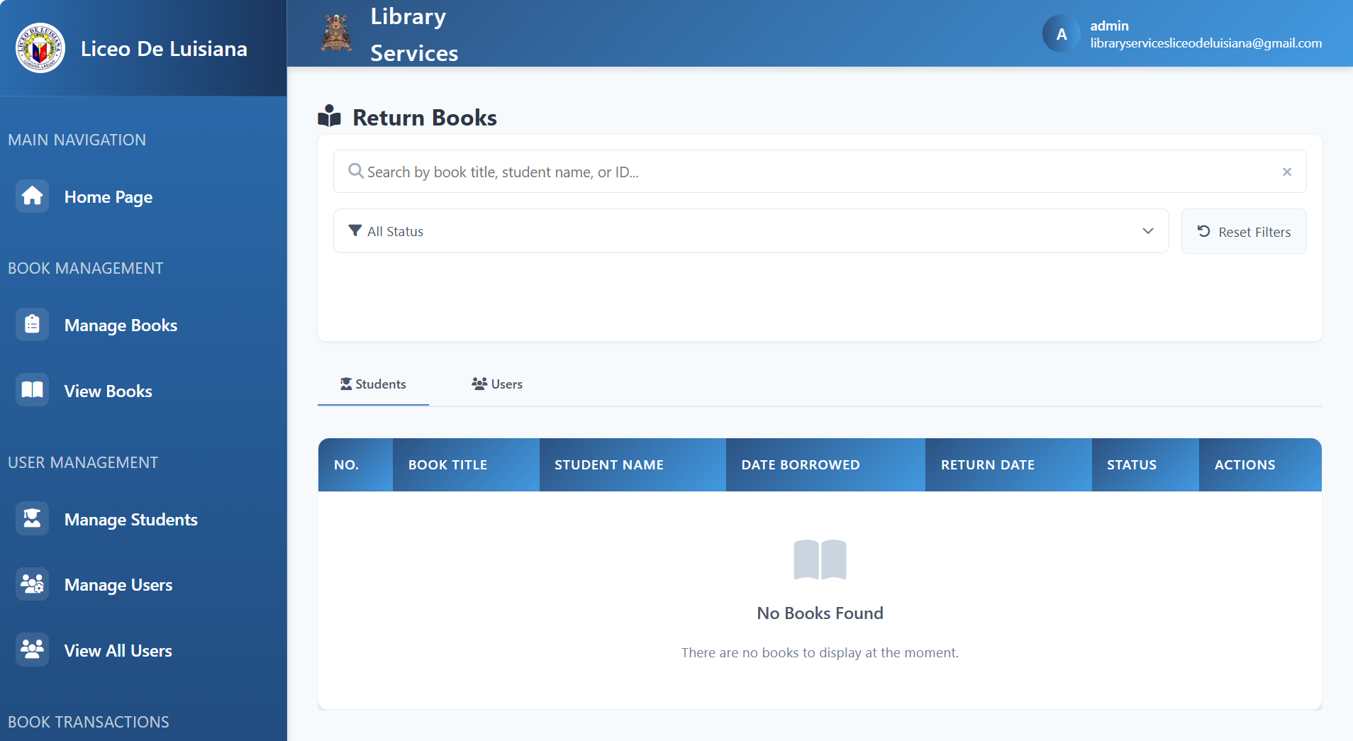 LDL Library Return Books