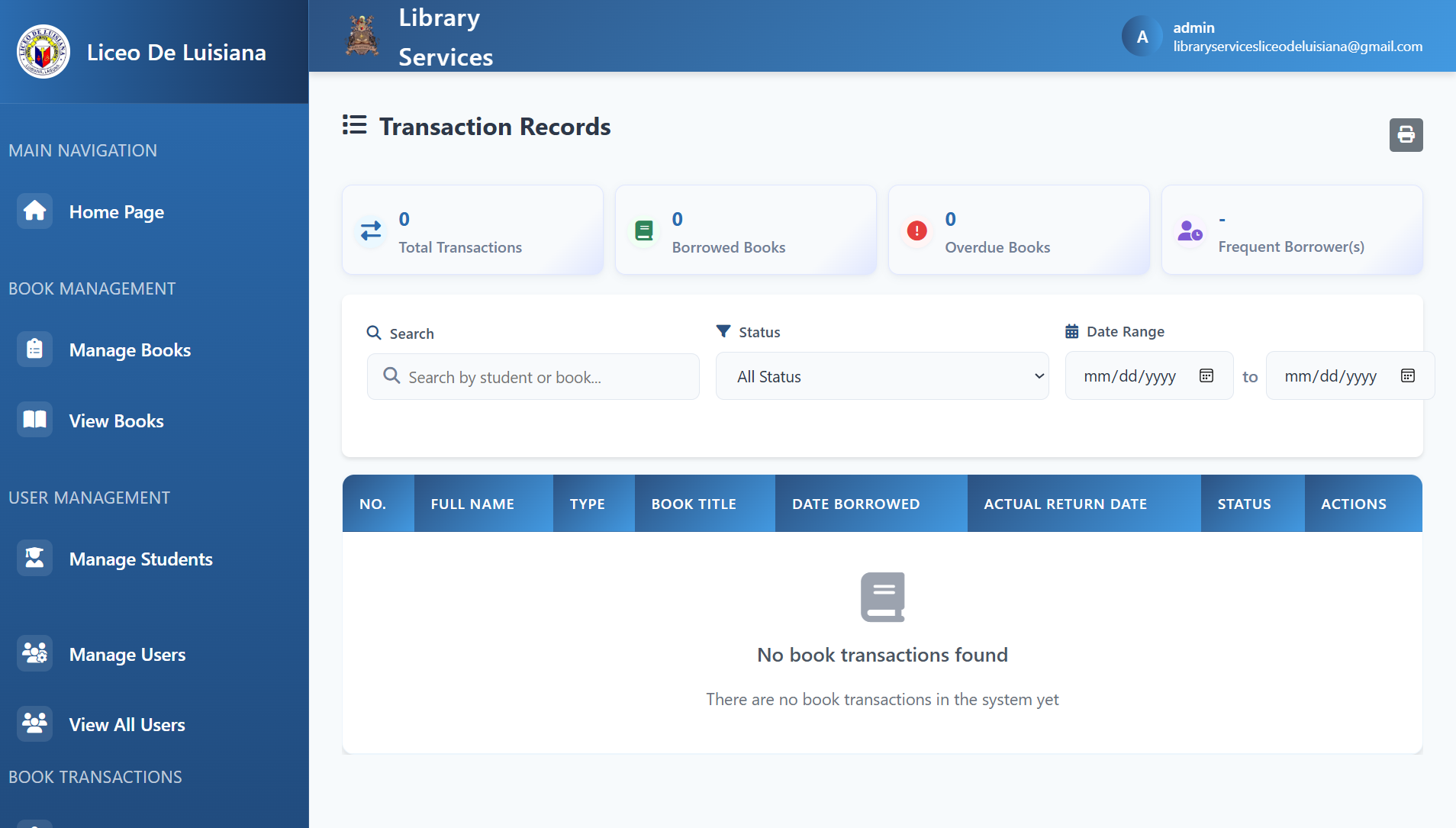 LDL Library Transaction Records