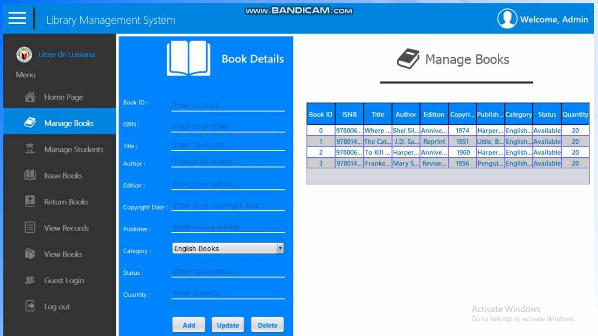 Library System Manage Books