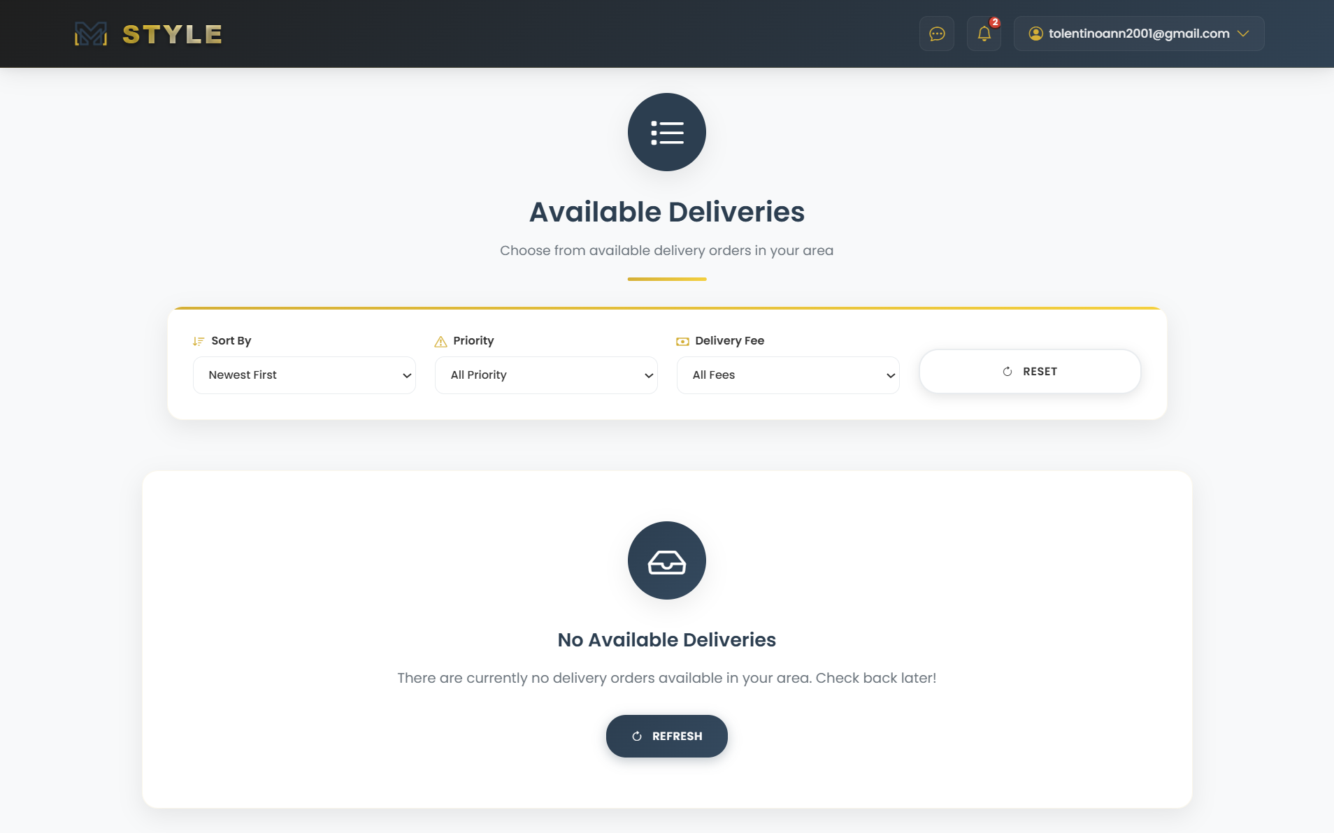 MSTYLE Available Deliveries