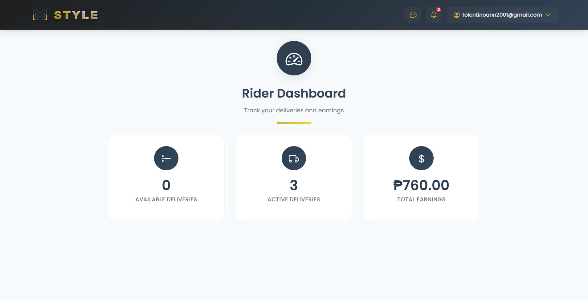 MSTYLE Rider Dashboard