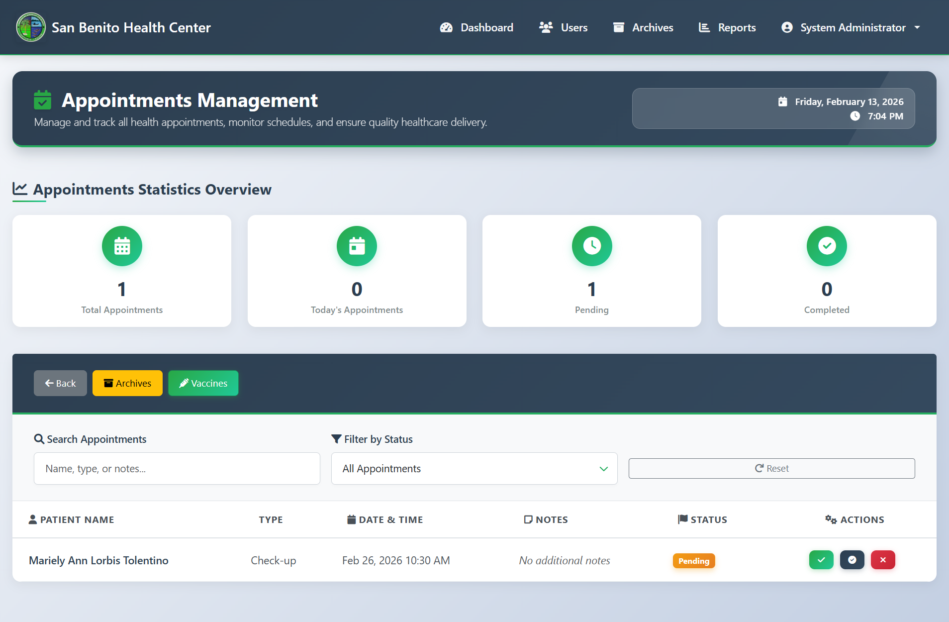 San Benito Appointments