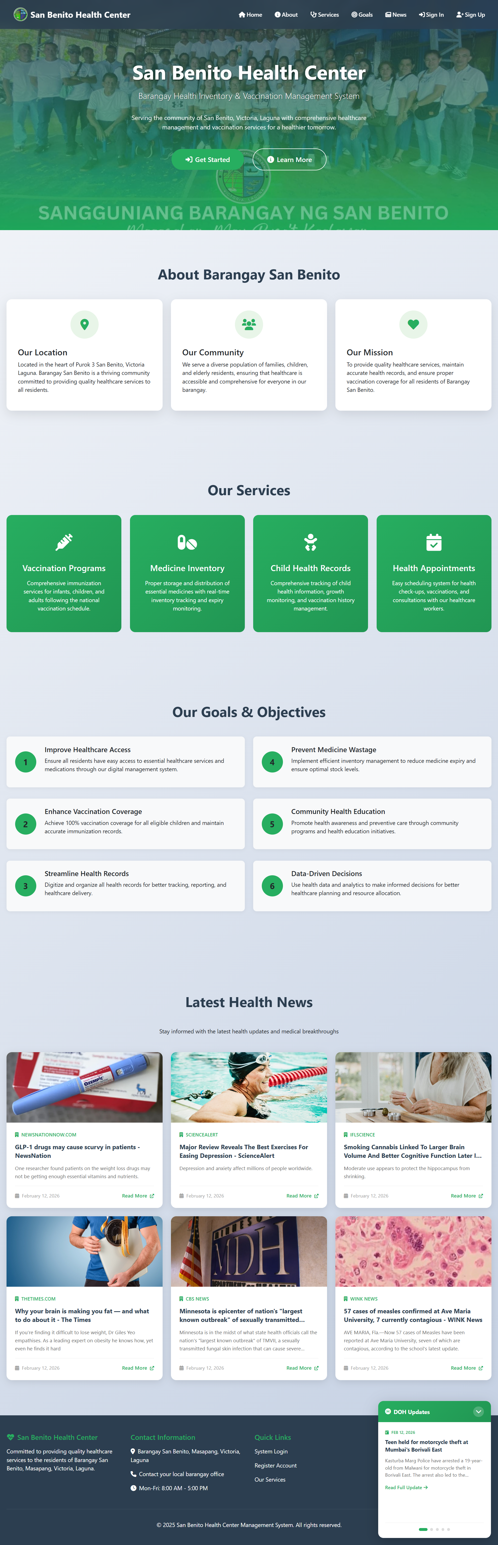 San Benito Landing Page