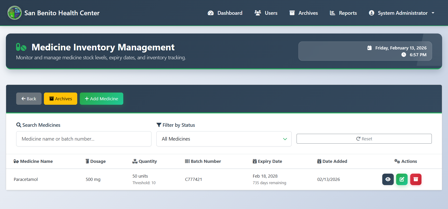 San Benito Medicine Inventory